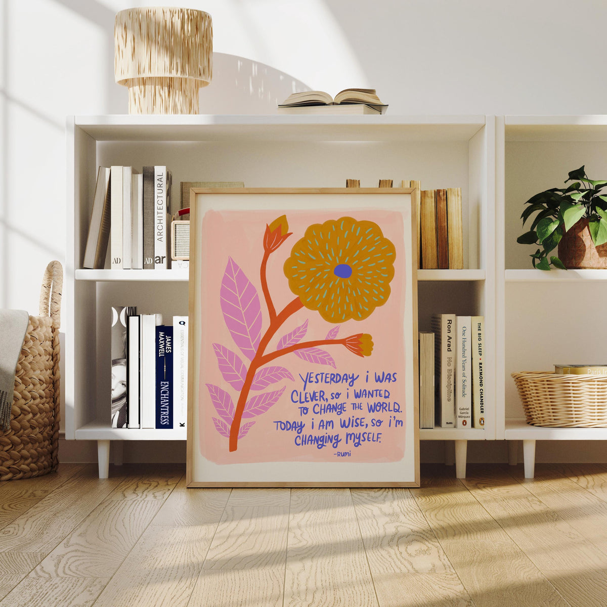 Colorful Botanical Art Print, Eclectic Flower Wall Art, Maximalist Home Decor