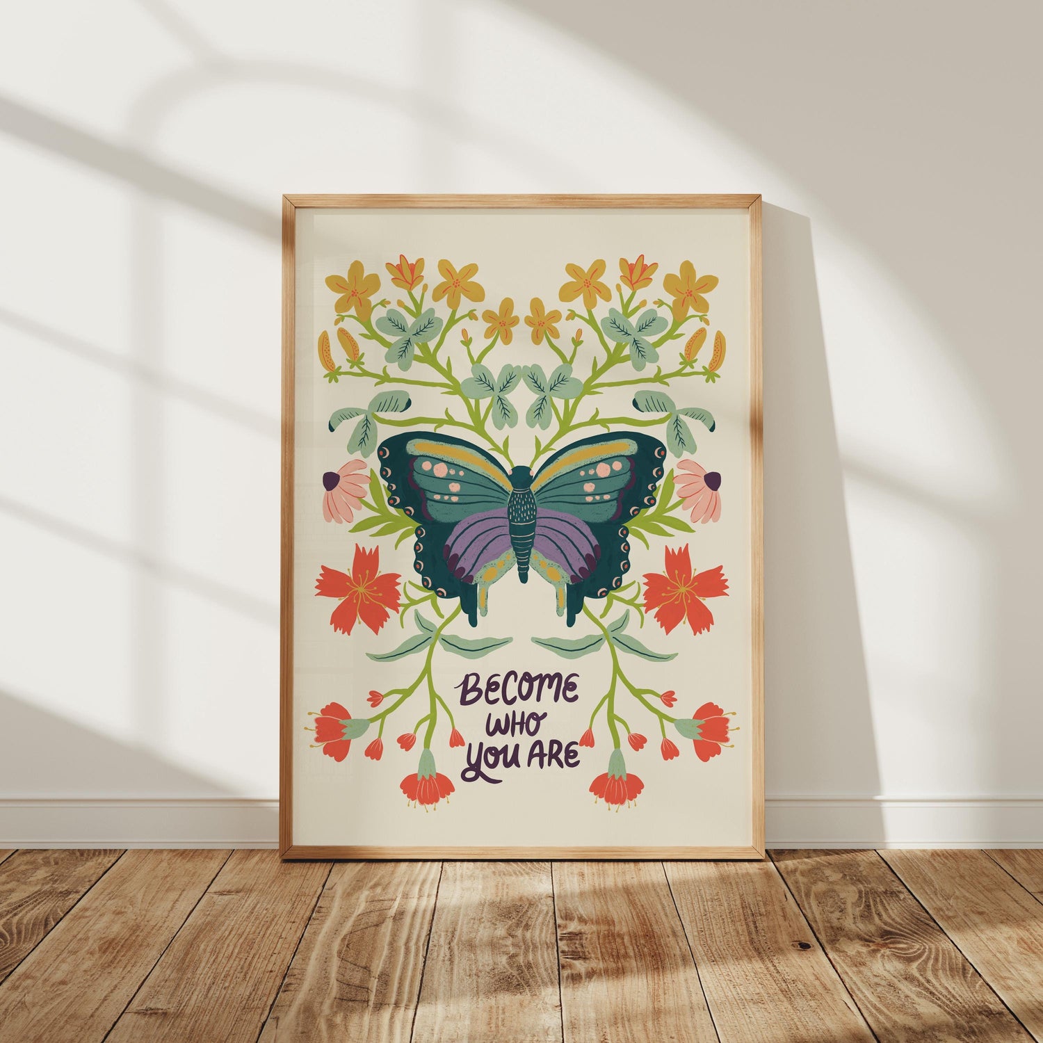 Become Who You Are Print, Inspirational Wall Art, Butterfly Quote Art