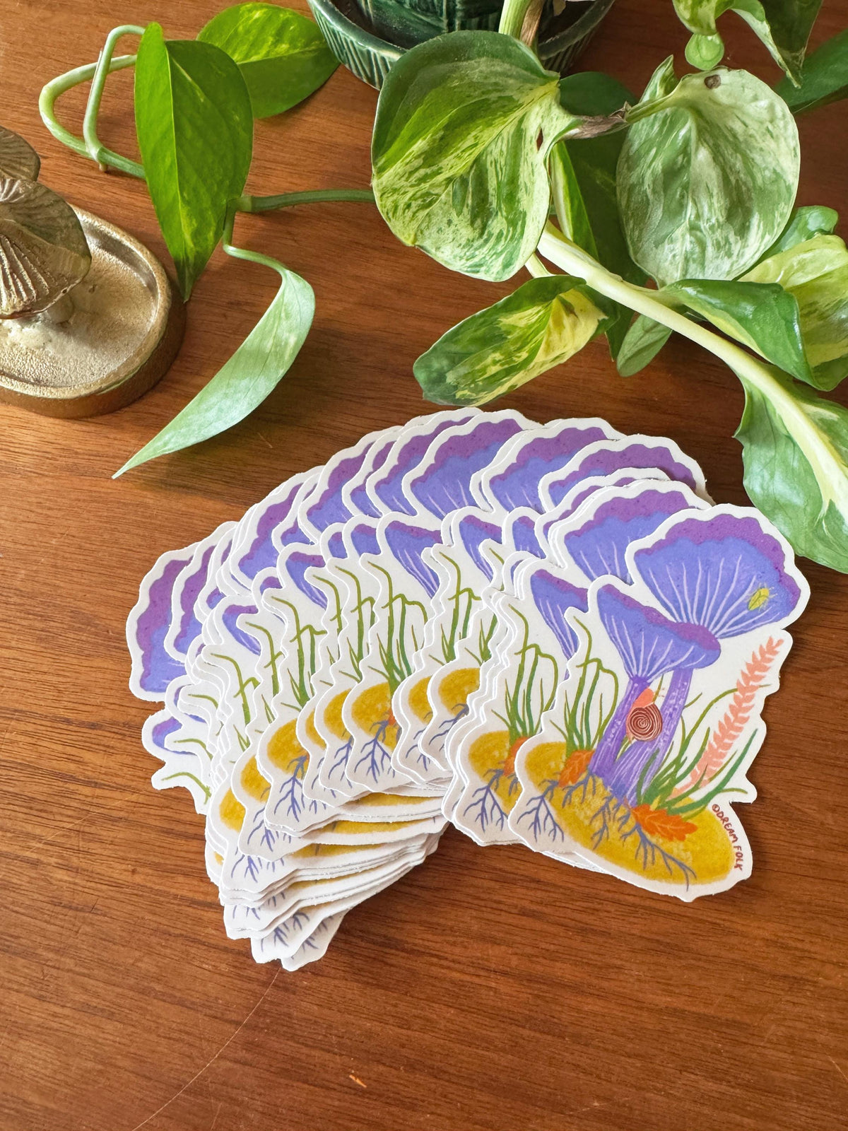 Amethyst Deceiver Mushroom Sticker, Purple Mushroom Art, Woodland Nature Sticker