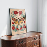 Deaths Head Moth Print, Gothic Botanical Art, Dark Academia Wall Decor