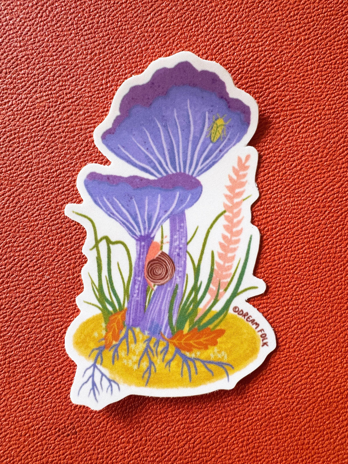 Amethyst Deceiver Mushroom Sticker, Purple Mushroom Art, Woodland Nature Sticker