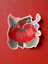 Tomato Sticker, Heirloom Tomato and Bee Sticker, Garden Lover Gift, Botanical Sticker