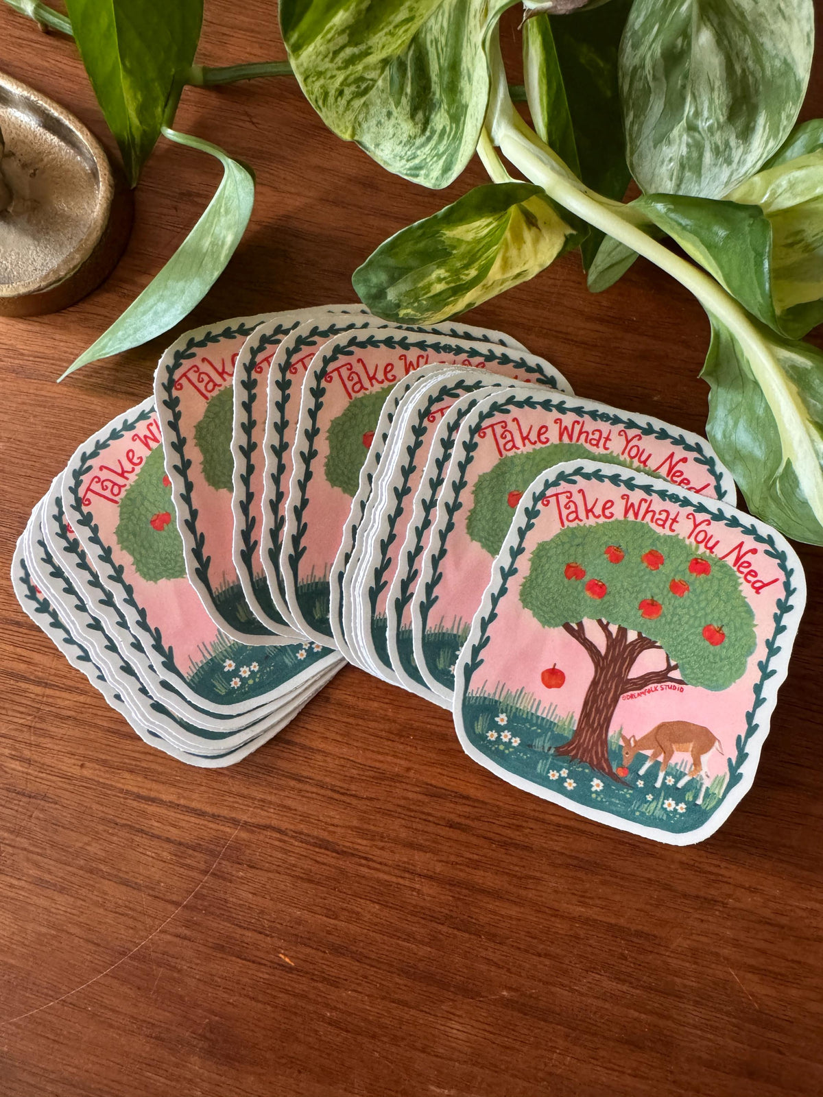 Take What You Need Sticker, Apple Tree and Deer, Nature Lover Sticker