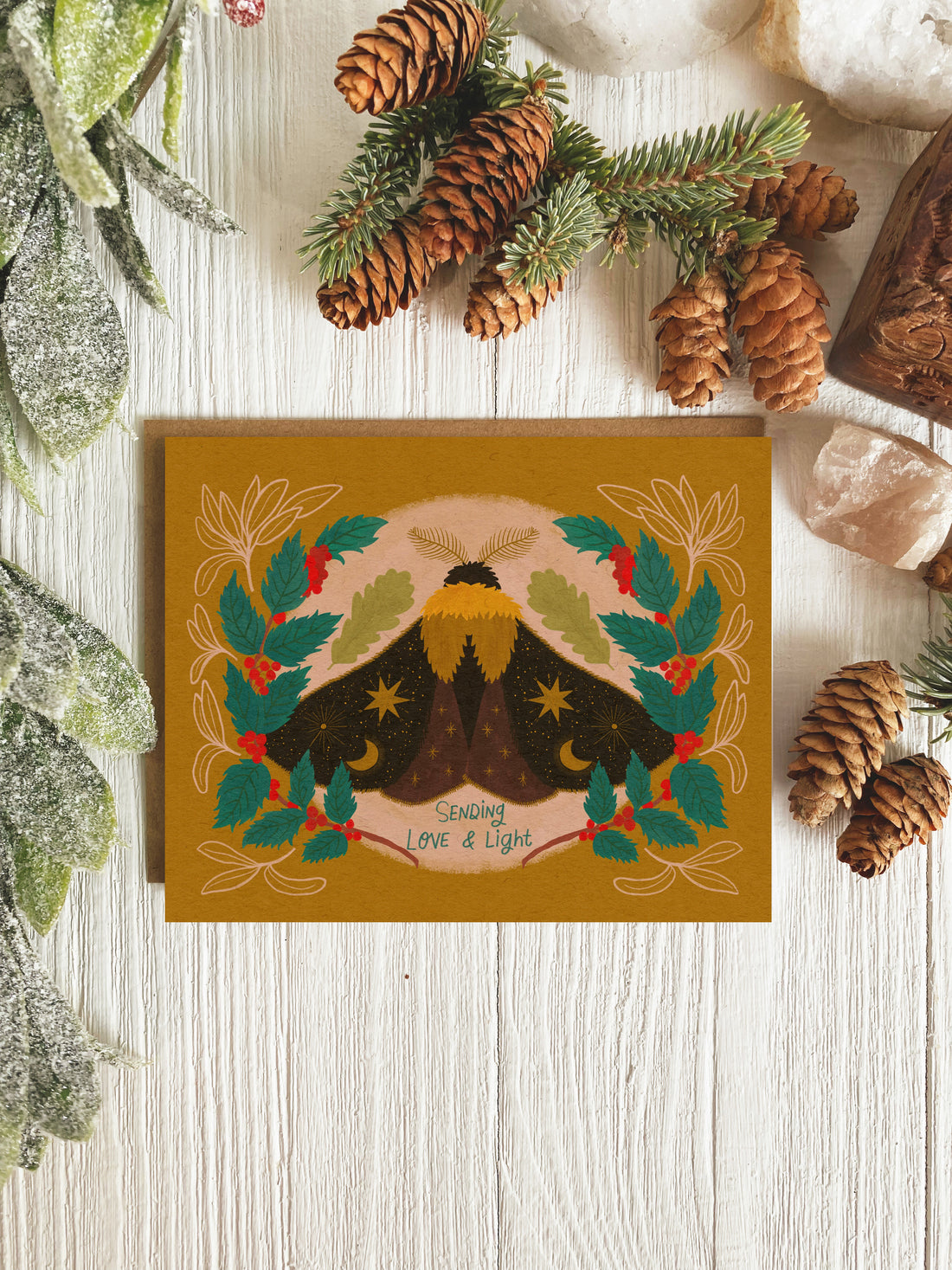 Celestial Moth Yule Card | Single Card or Set