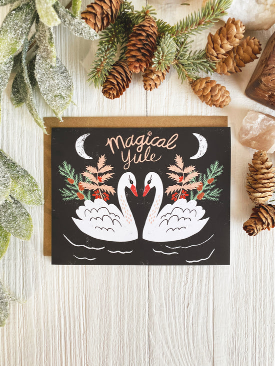 Yule Notecard Set | Magical Yule Swans