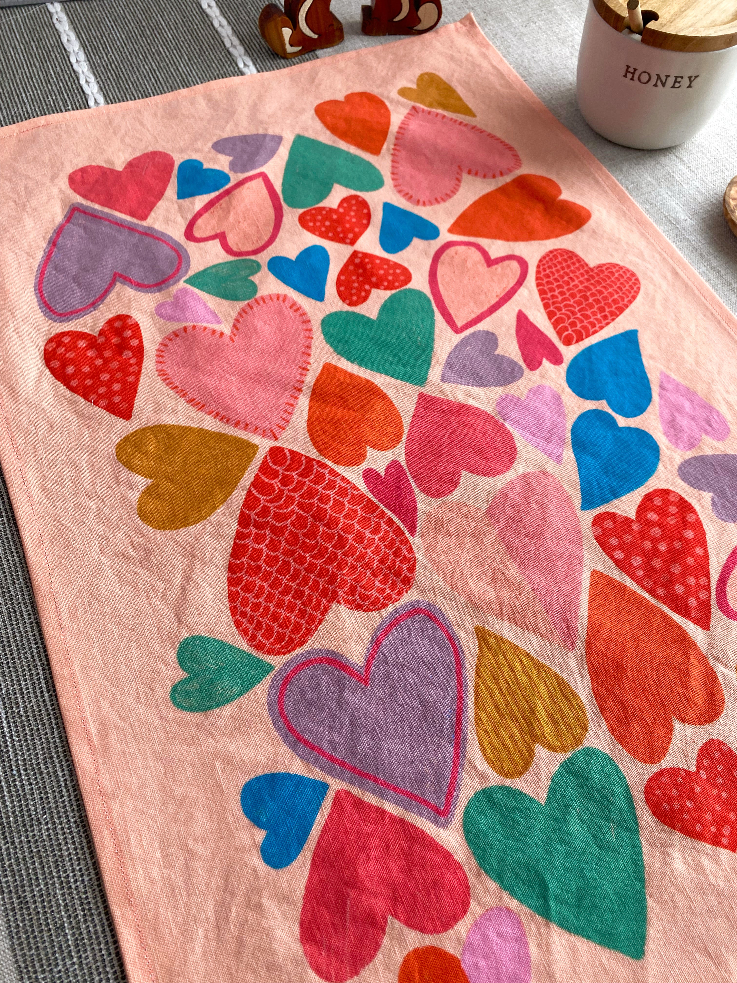 Hearts Tea Towel
