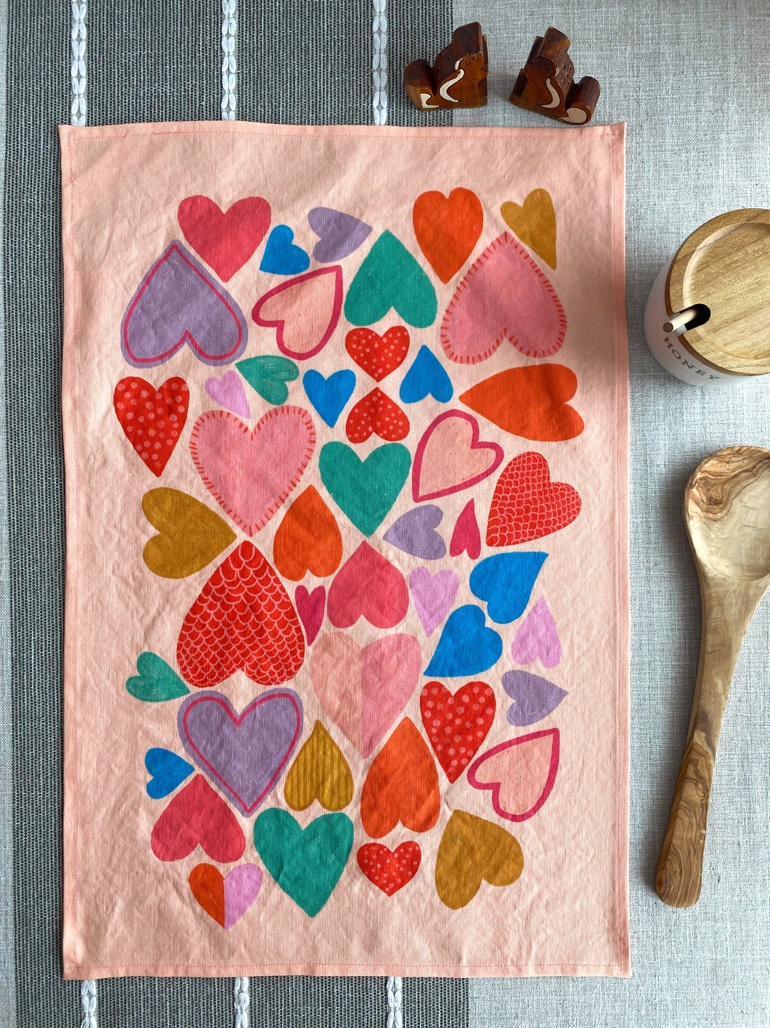 Hearts Tea Towel