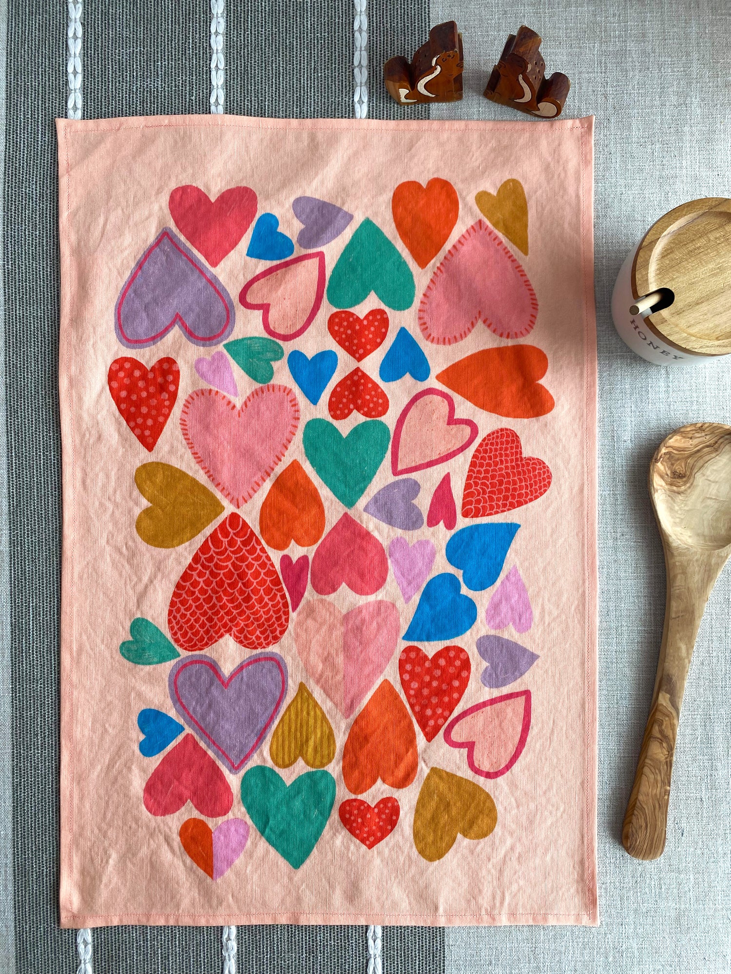 Hearts Tea Towel
