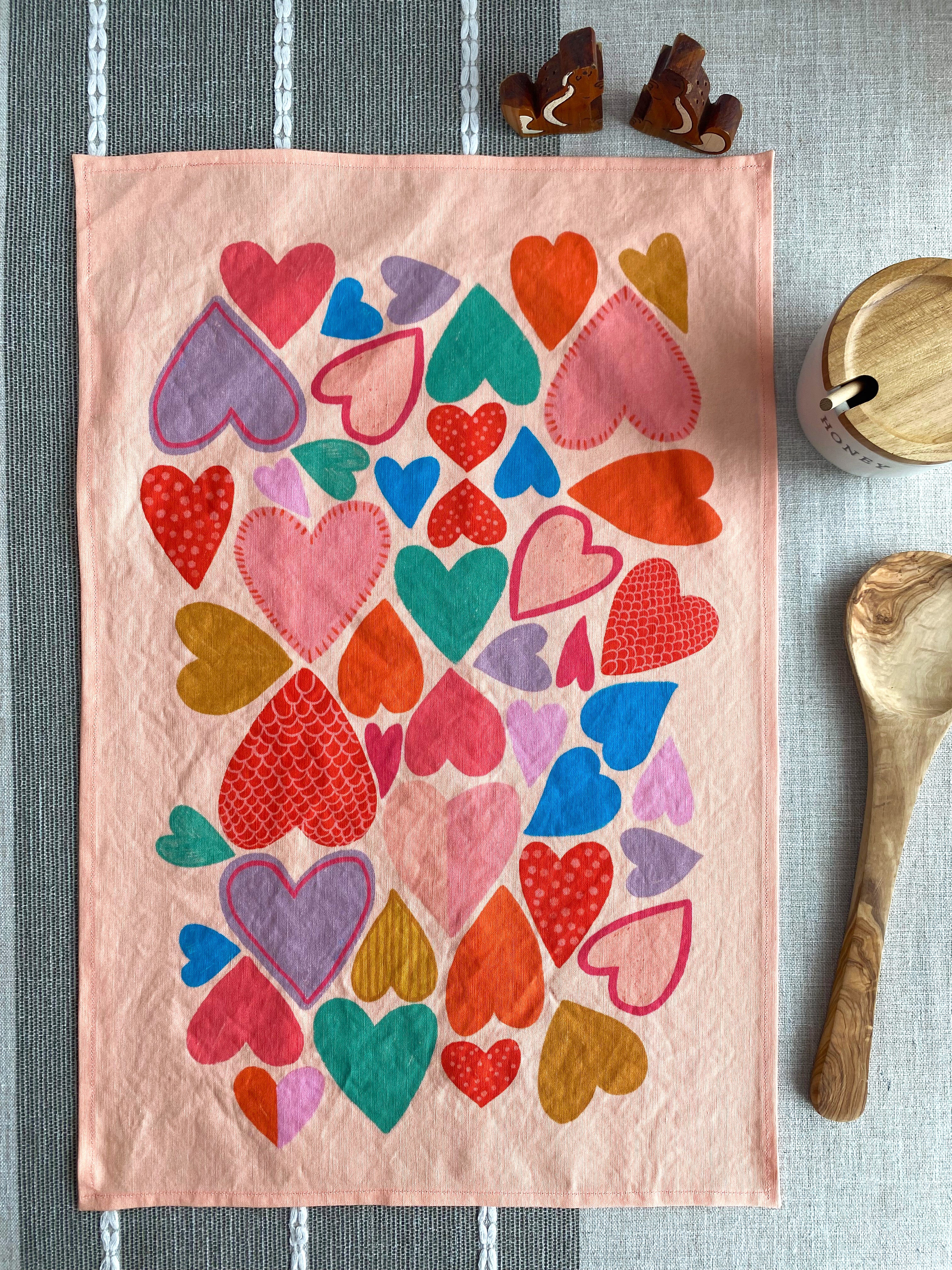Hearts Tea Towel