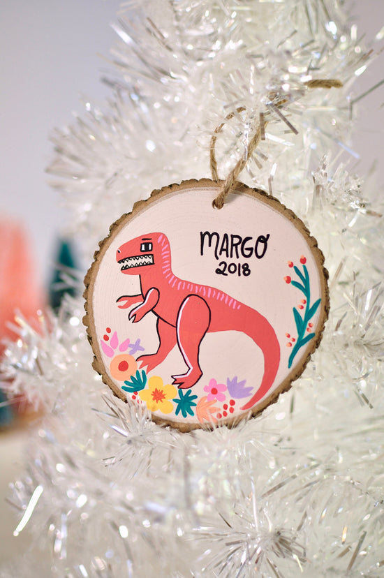 Kids Pink T-Rex Christmas Ornament