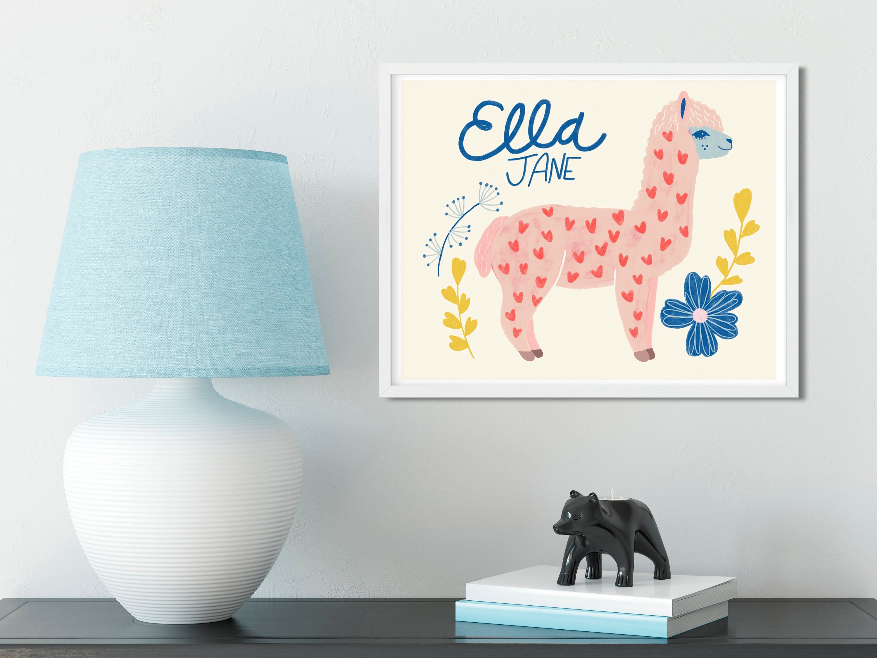Llama Name Print - Personalized Art Print