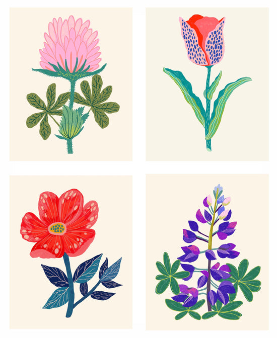 Colorful Flower Art Print Set