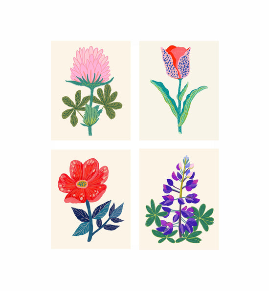 Colorful Flower Art Print Set