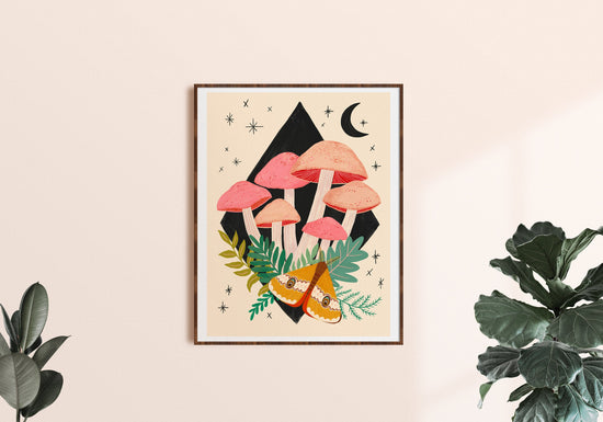 Midnight Mushrooms - Art Print