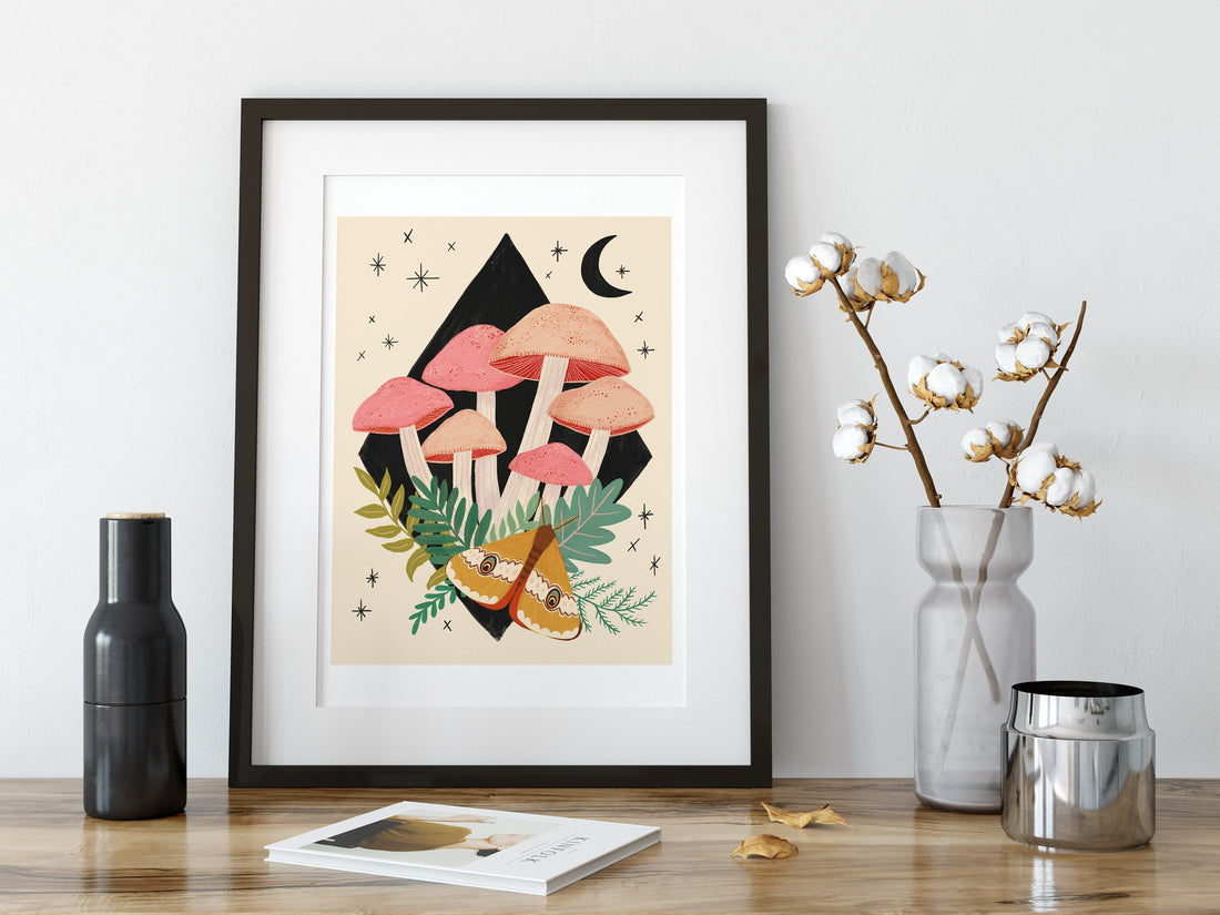 Midnight Mushrooms - Art Print