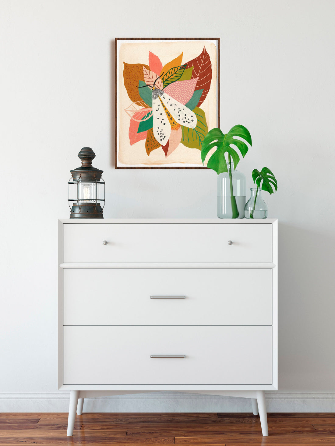 Moth with Leaves - Art Print