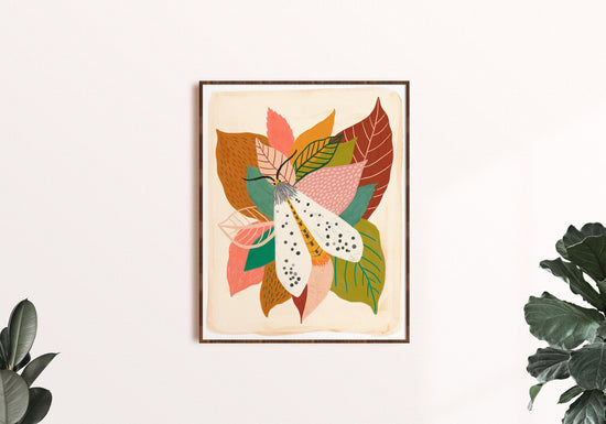 Moth with Leaves - Art Print