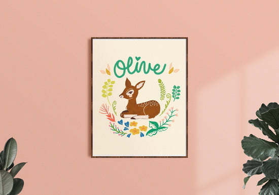 Little Deer - Personalized Art Print