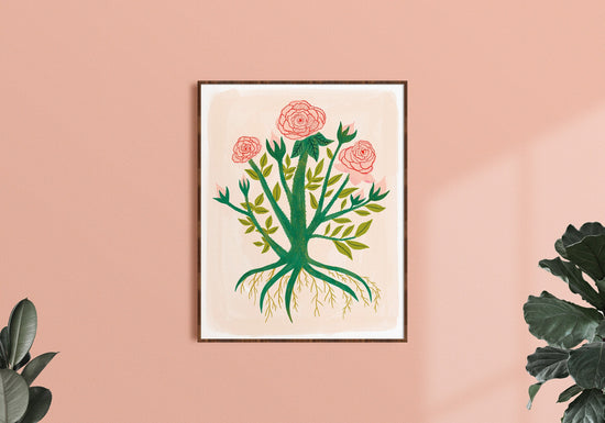 Faerie Pink Rose Bush - Art Print