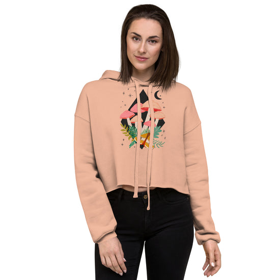 Moon + Mushrooms - Crop Hoodie
