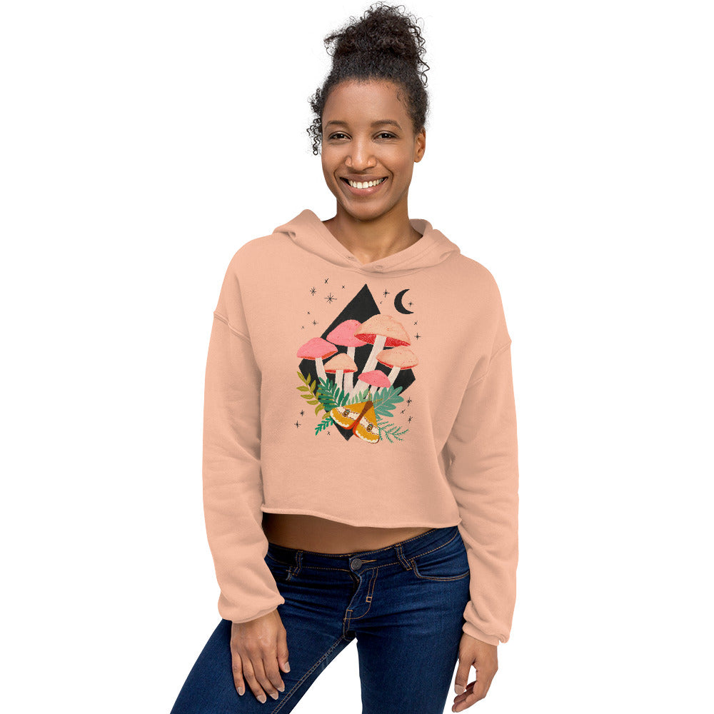 Moon + Mushrooms - Crop Hoodie